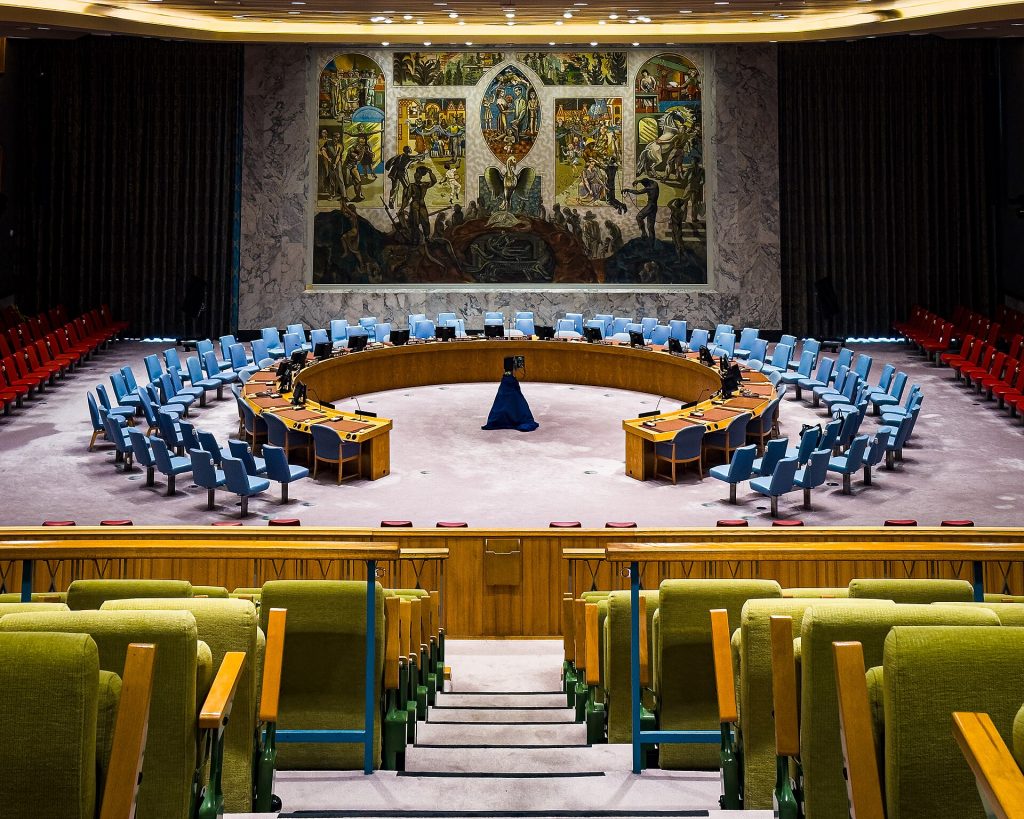 United Nations Security Council chamber at UN Headquarters in New York