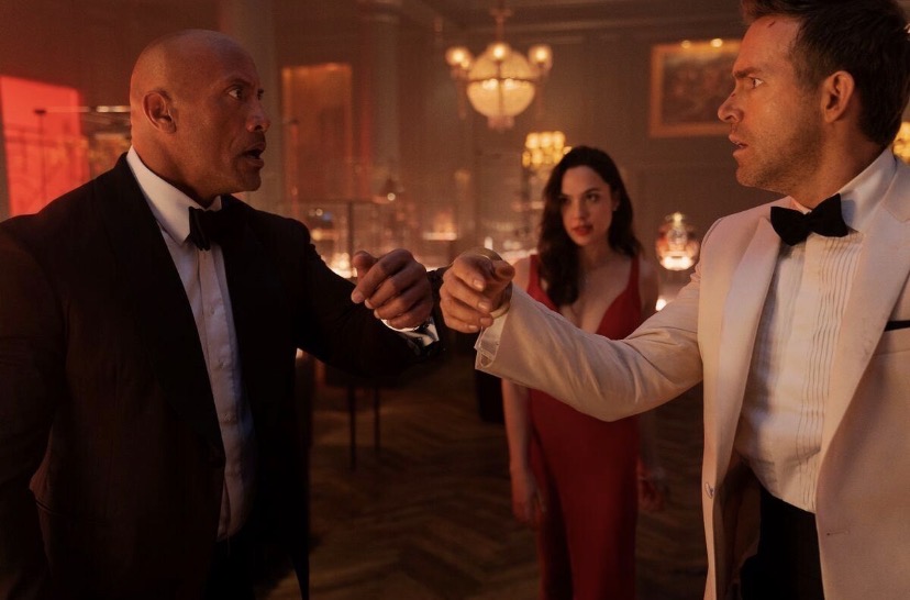 Dwayne Johnson, Ryan Reynolds and Gal Gadot in Red Notice